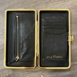 Juicy Couture Genuine Black Leather Clasp Wallet
